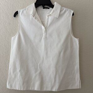 Theory Sleeveless Polo Shell Top in Cotton Piqué - Size Medium